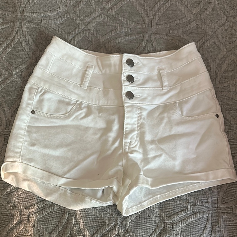 Refuge White High Waist Denim Shorts